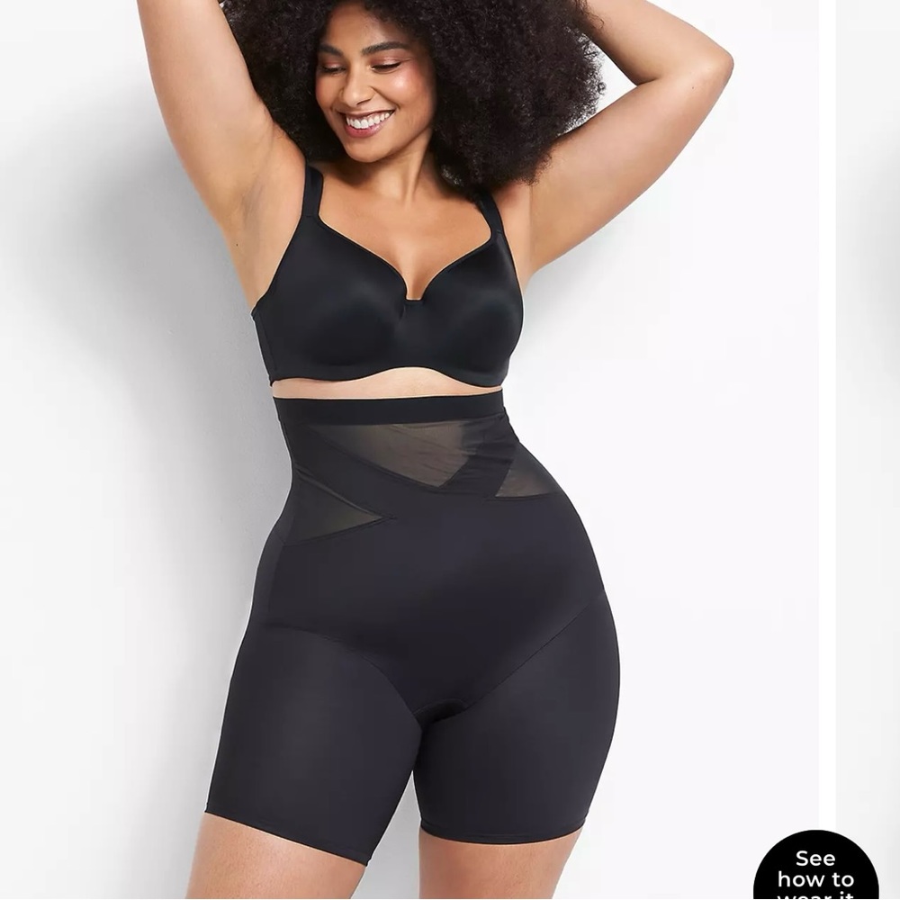 Lane Bryant Cacique Black High Waist Thigh Shaper Size 22/24 Slimmer Short